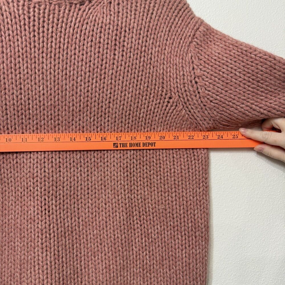 J Crew Women’s Pink Lambswool Angora Blend Turtleneck Boxy Chunky Cable Knit M - Picture 3 of 8